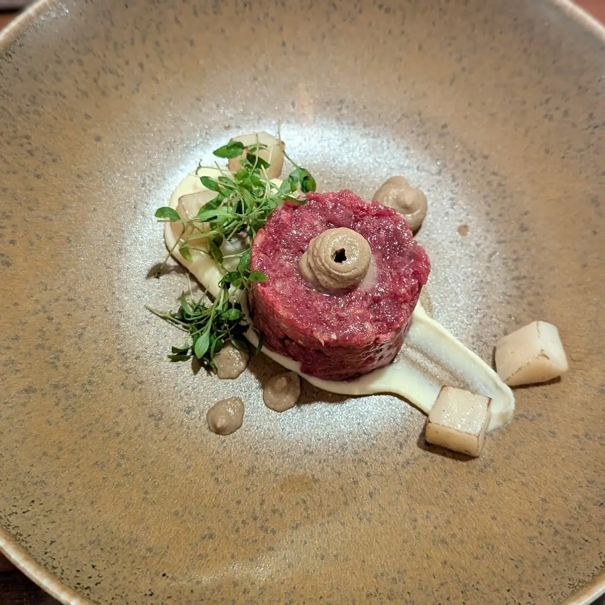 Spicy Steak Tartare with Butter Onions and Bread
