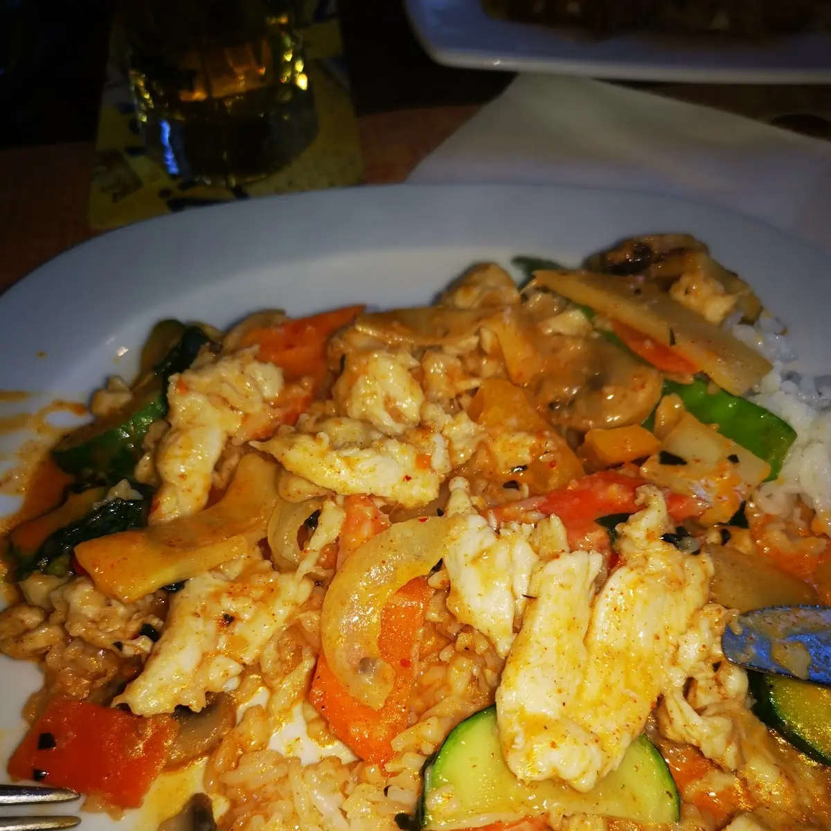 Roter Curry Scharf Mit Hühnerfleisch