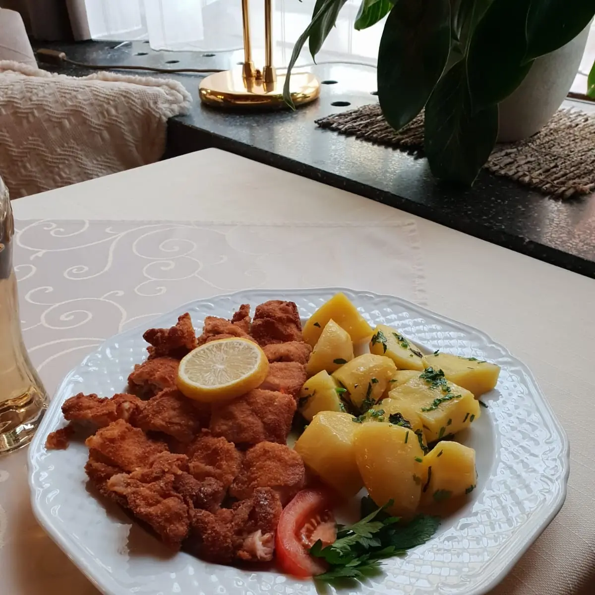 Pork or Turkey Escalope Vienna with Side Dish