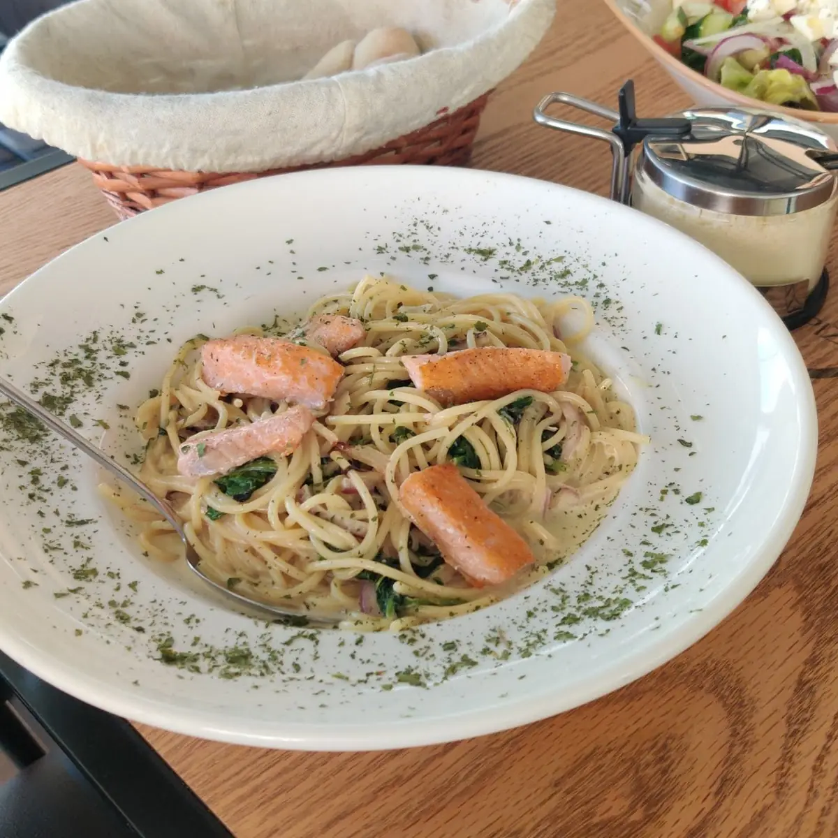 Spinatspaghetti Mit Lachs
