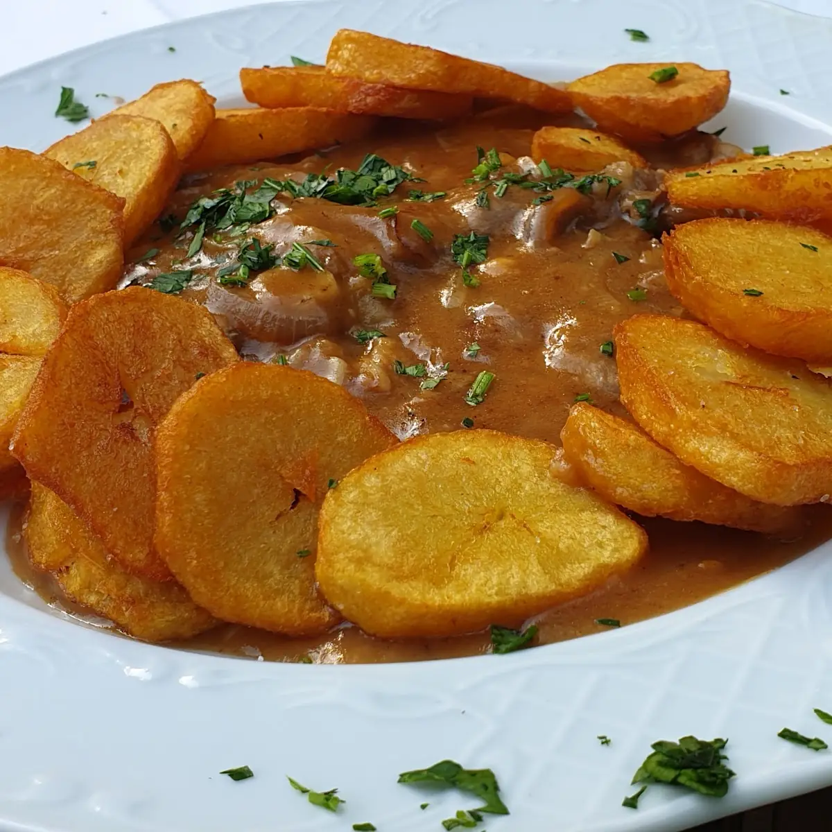 Vanillerostbraten Bratkartoffeln