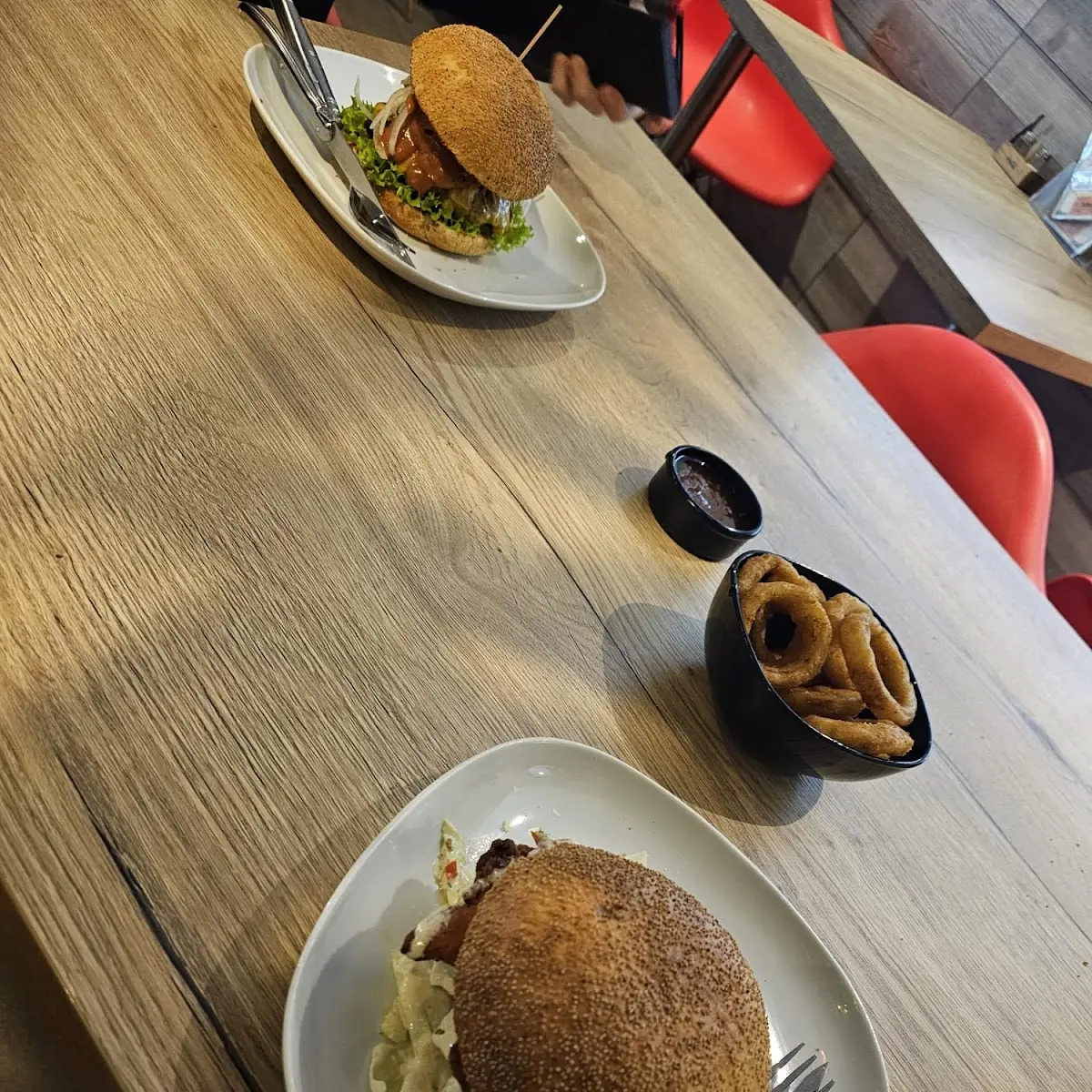 Ceasar Burger & Onion Rings