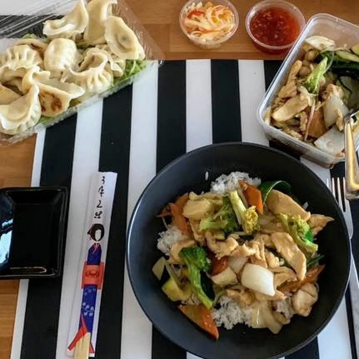 Chicken Gyoza Avocado Maki Chicken Wok