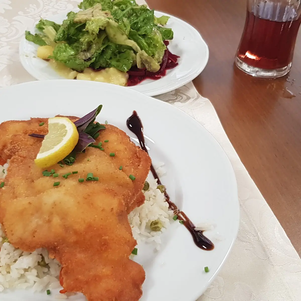 Schnitzel Erbsenreis