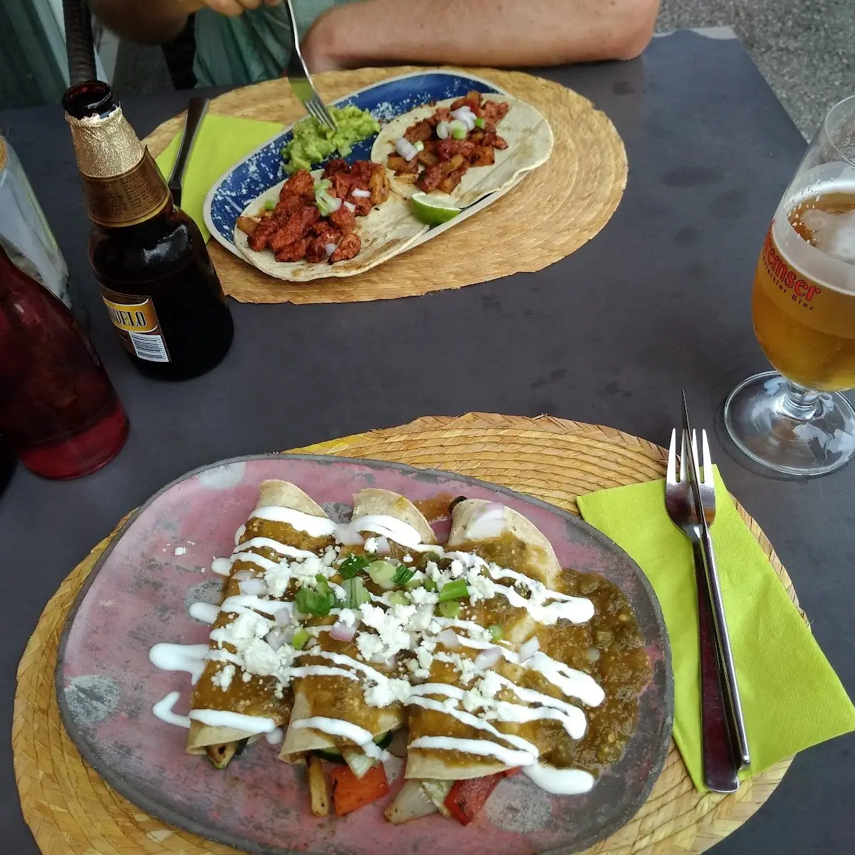 Green Salsa Enchiladas and Tacos Al Pastor
