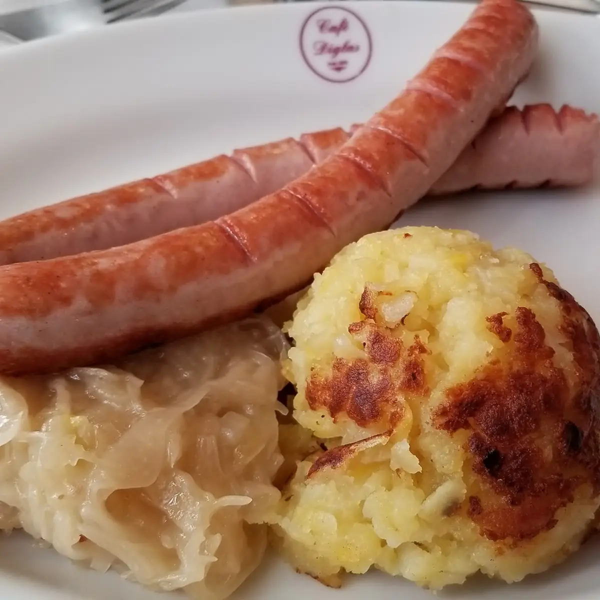 Bratwurst Sausage Sauerkraut Mashed Potatoes
