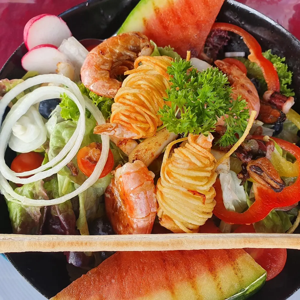 Salat Mit Gegrillten Meeresfrüchten