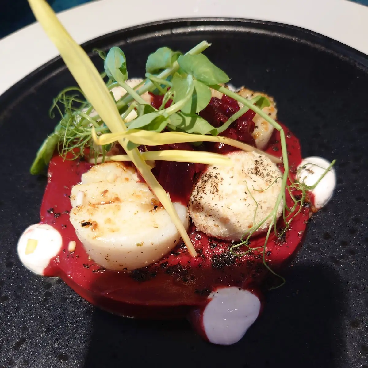 Gegrillte Jakobsmuscheln Ziegenfrischkäse Auf Rote-rüben - Joghurt