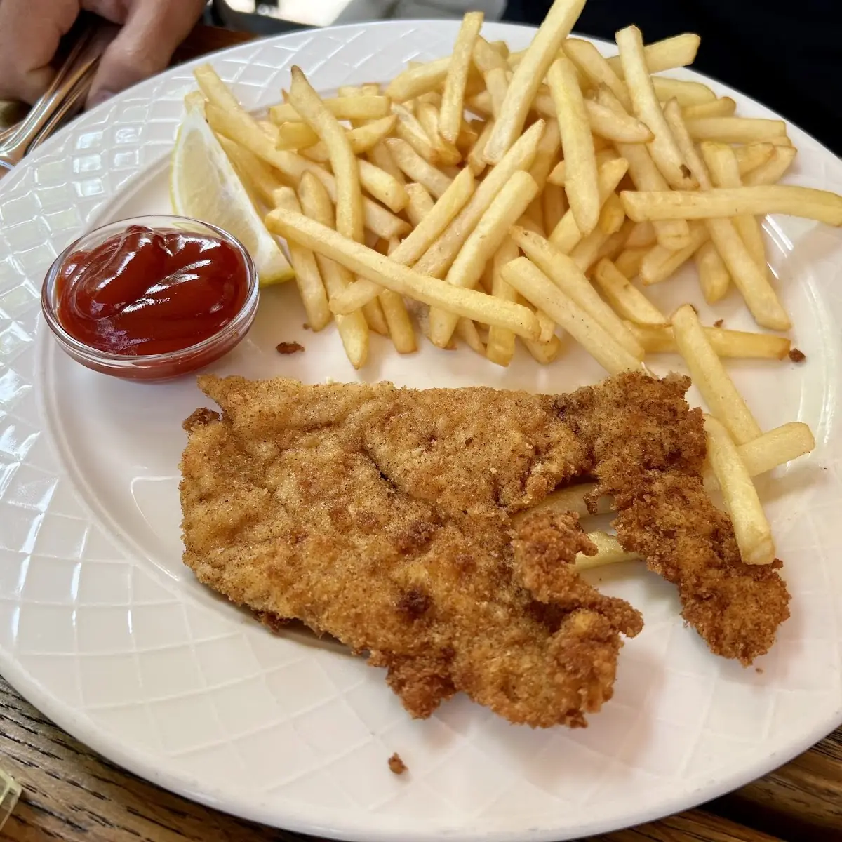 Chicken Schnitzel And French Fries