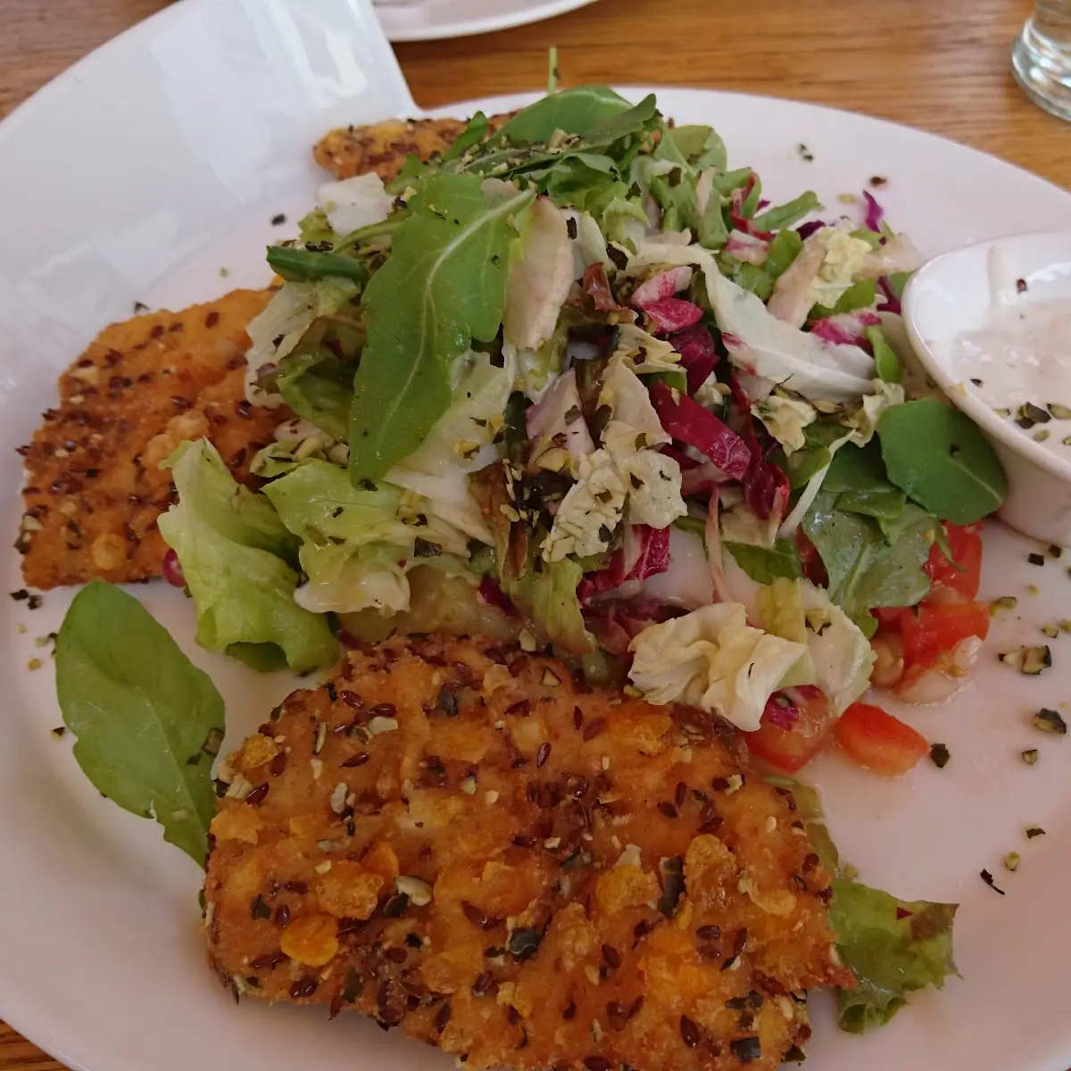 With Baked Sheep's Cheese in Grain Breading