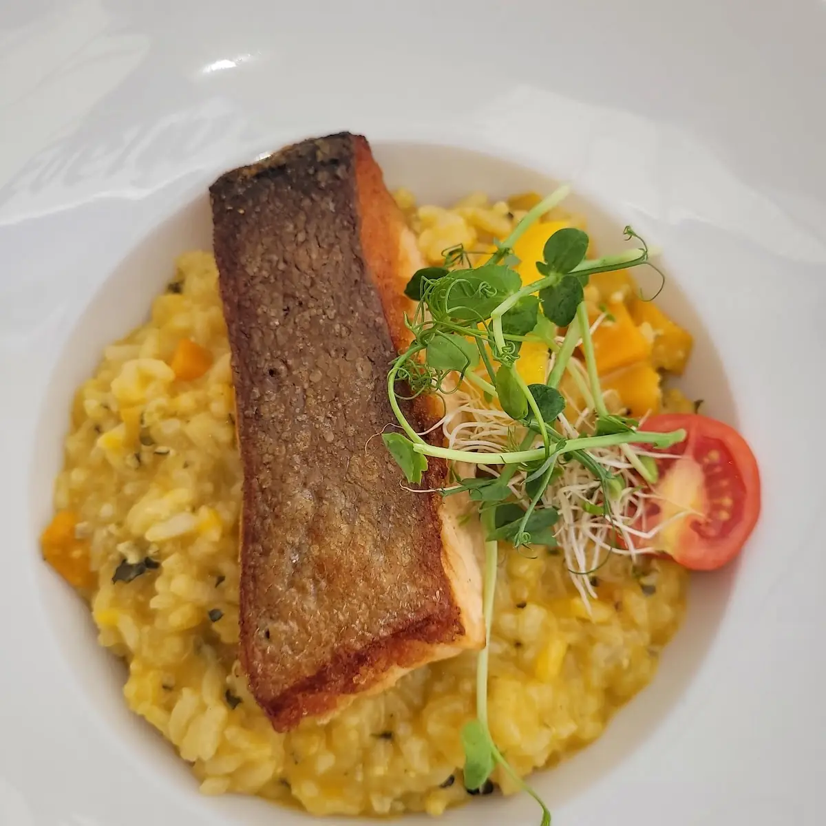 Kürbisrisotto Mit Gebratenem Lachs