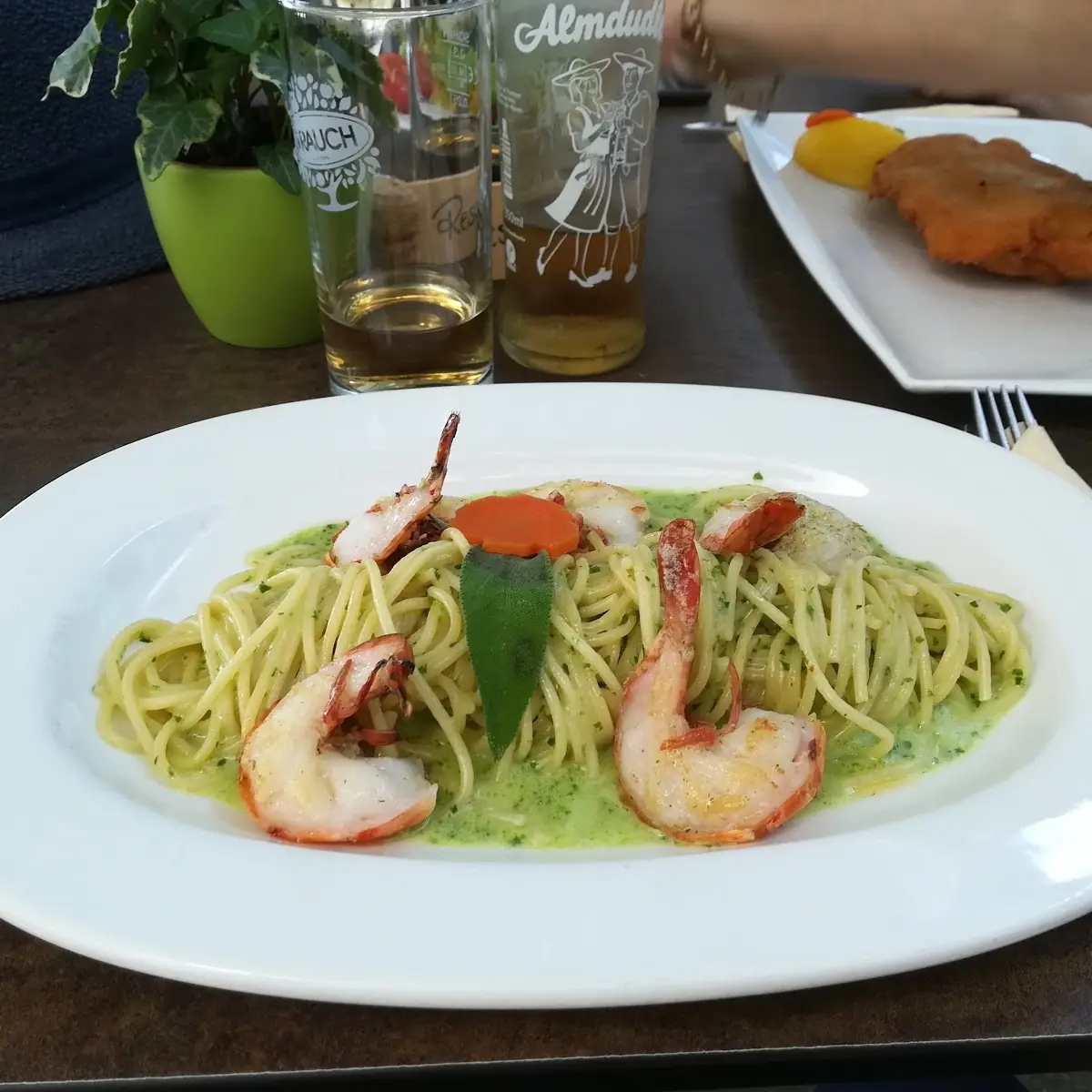 Pesto Spaghetti Mit Garnelen