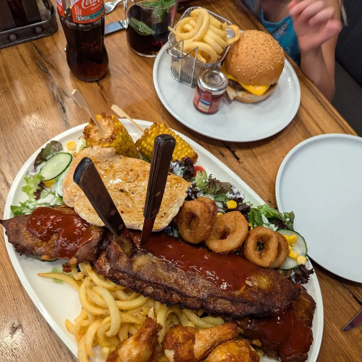 Spare Ribs Plate with Chicken Wings and Onion Rings