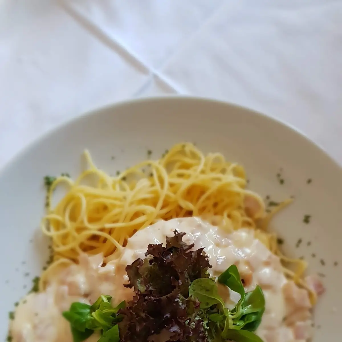 Spaghetti Käse Speck