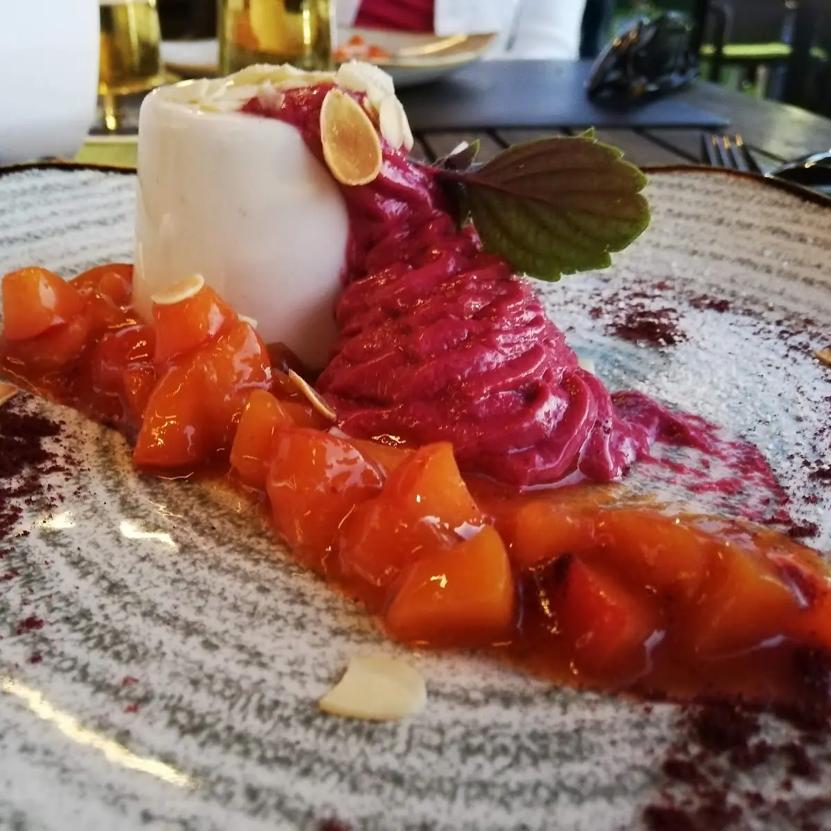Kokos Panna Cotta Mit Himbeersorbet