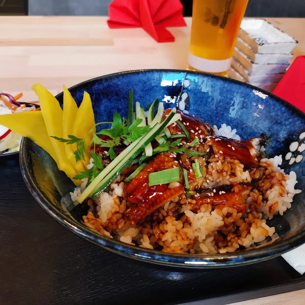 Aal Mit Teriyaki Sauce Auf Reis