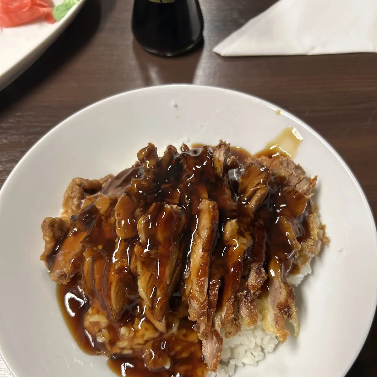 Knusprige Ente Mit Reis Und Teriyaki Sauce