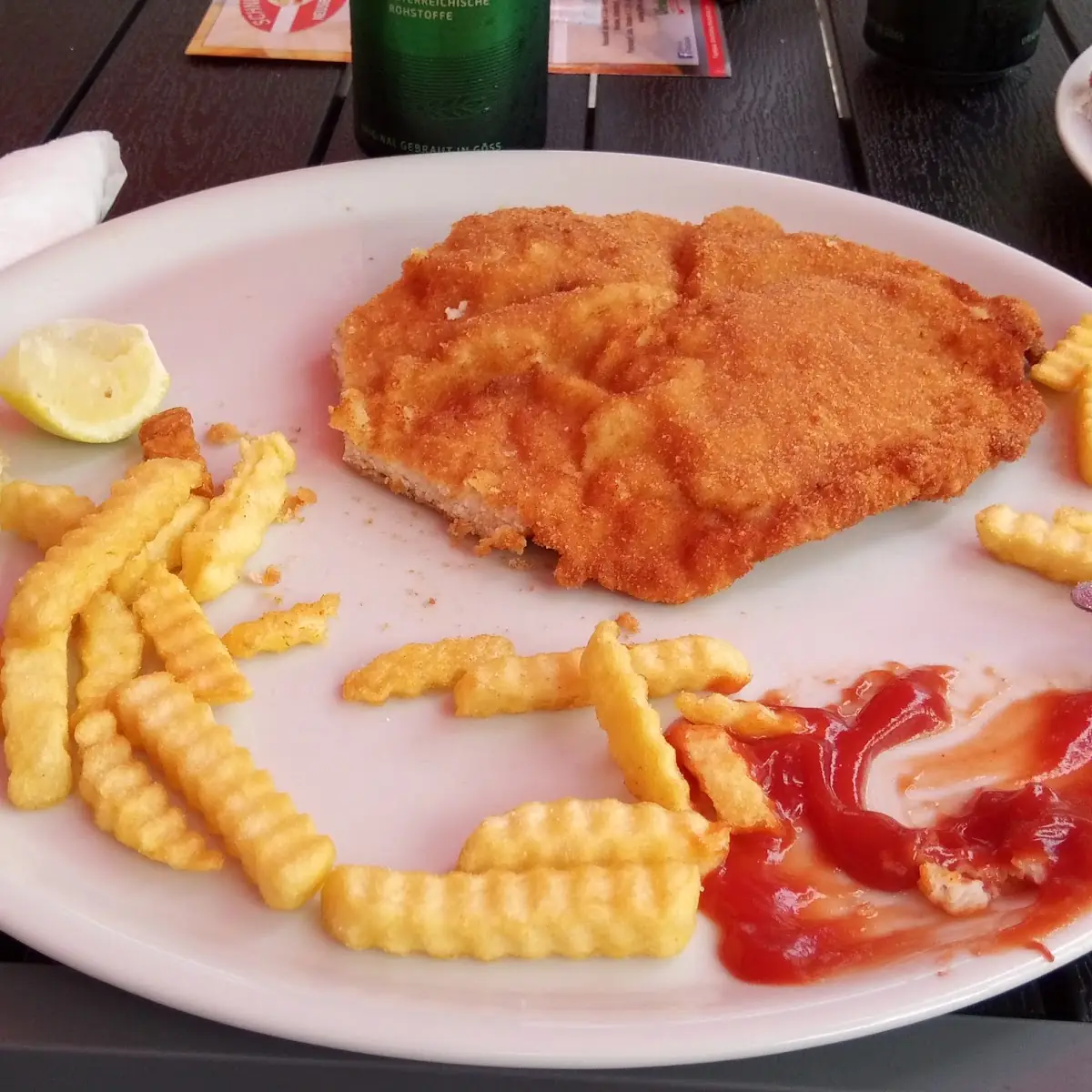 Das Riesenschnitzel Die Hälfte Davon