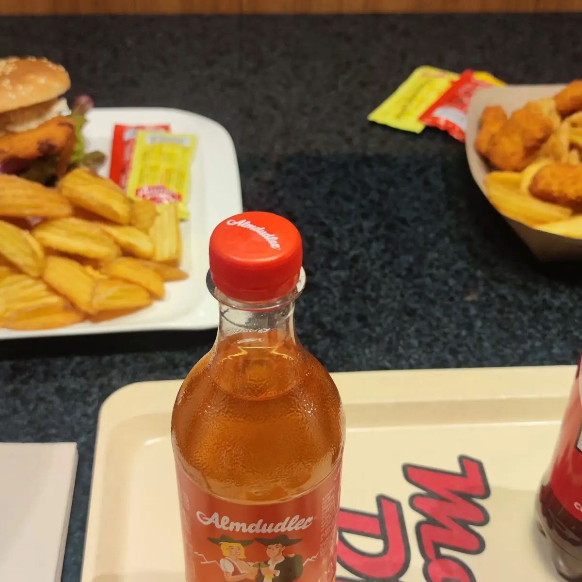 Nuggets and Burger and Juices