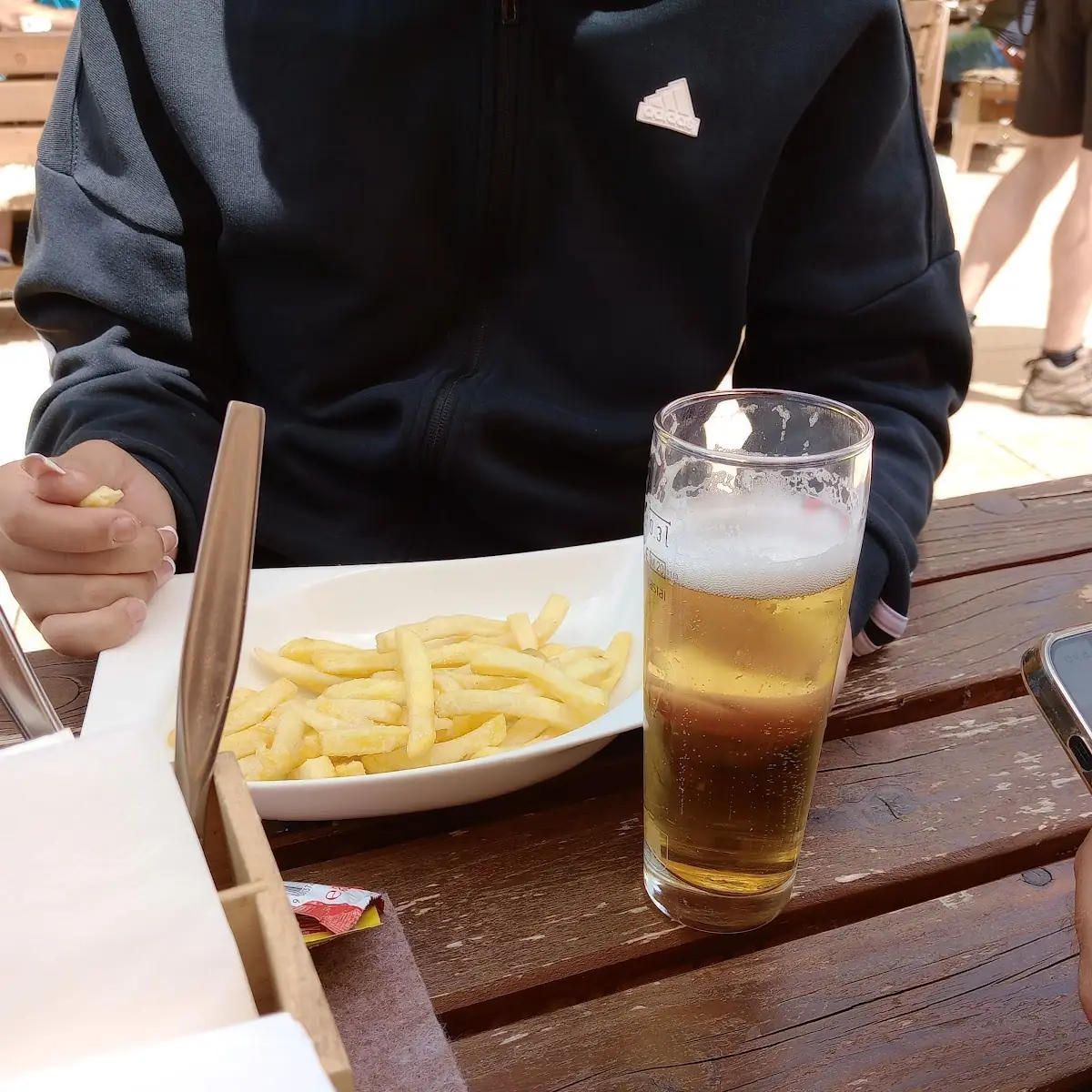 Porzione Di Patate Fritte E Birra