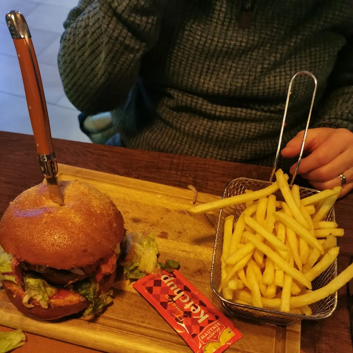 Beef Burger and Fries
