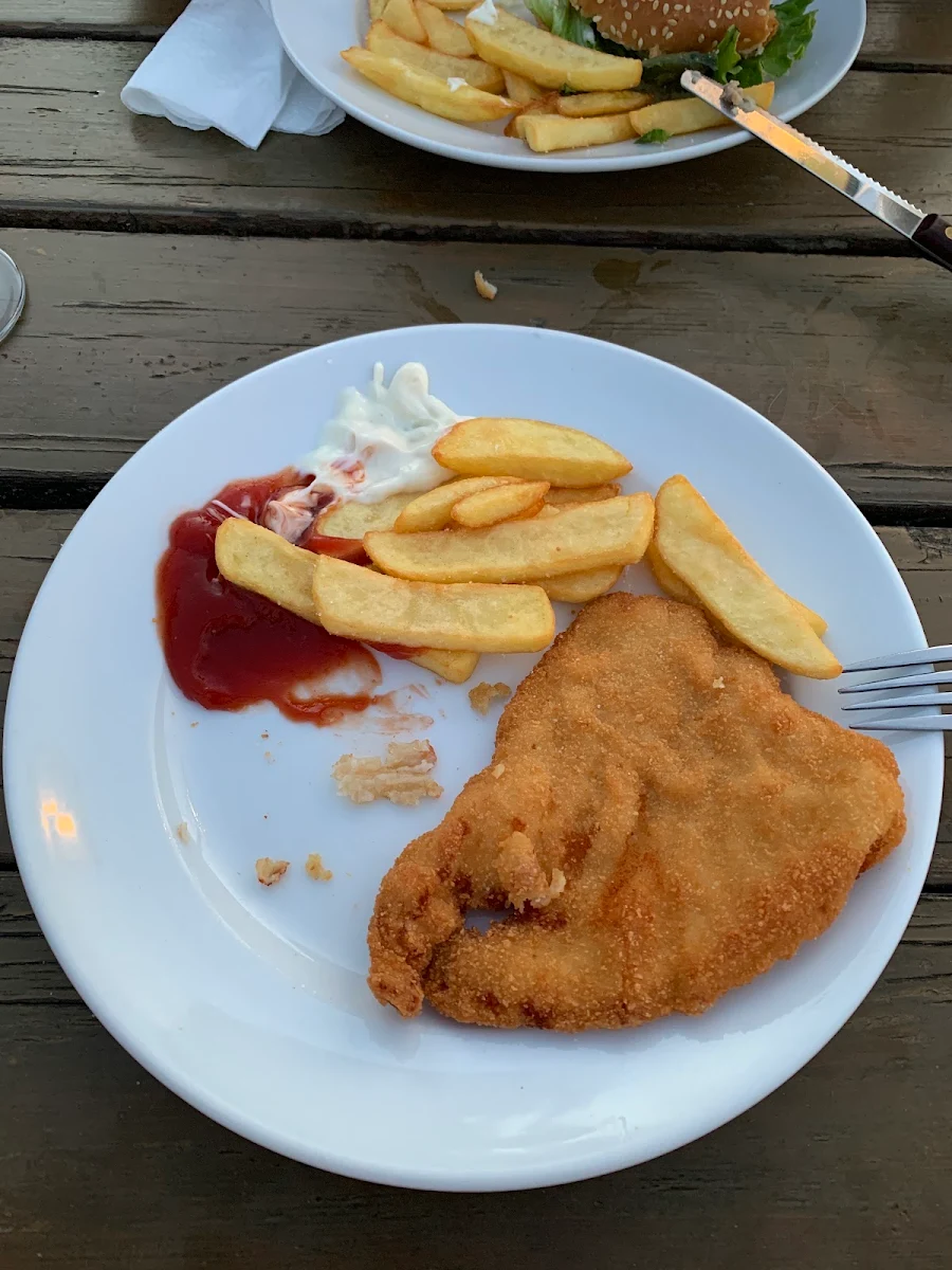 Hähnchen Keule Paniert & Ponmmes