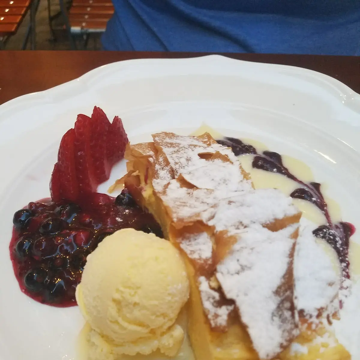 Homemade Traditional Apple Strudel with Whipped Cream
