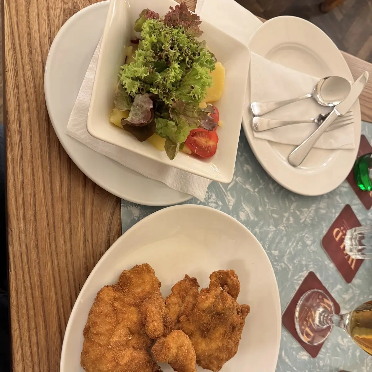 Schnitzel With Potato Leaf Salad