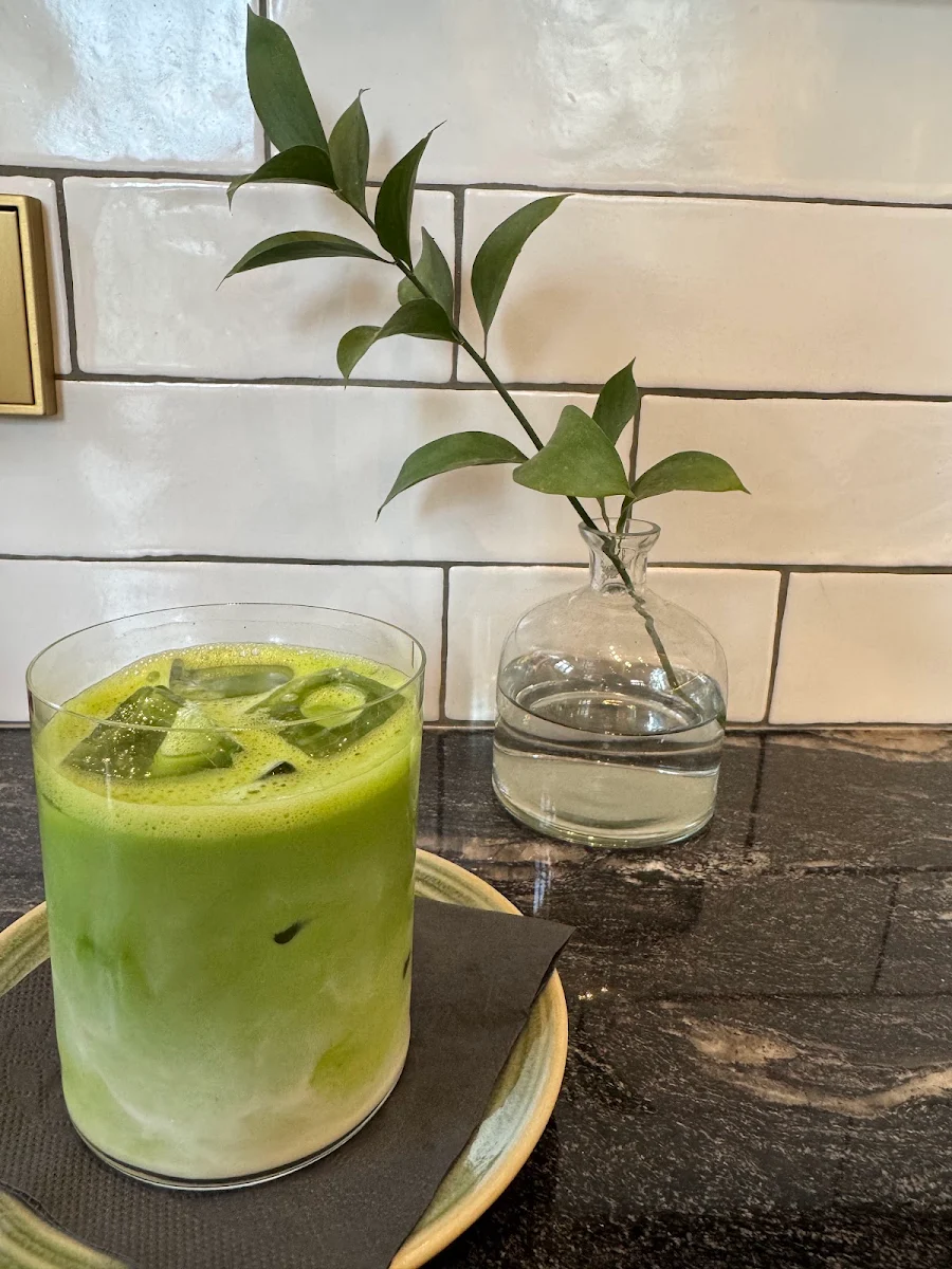 Iced Matcha Latte with Soy Milk