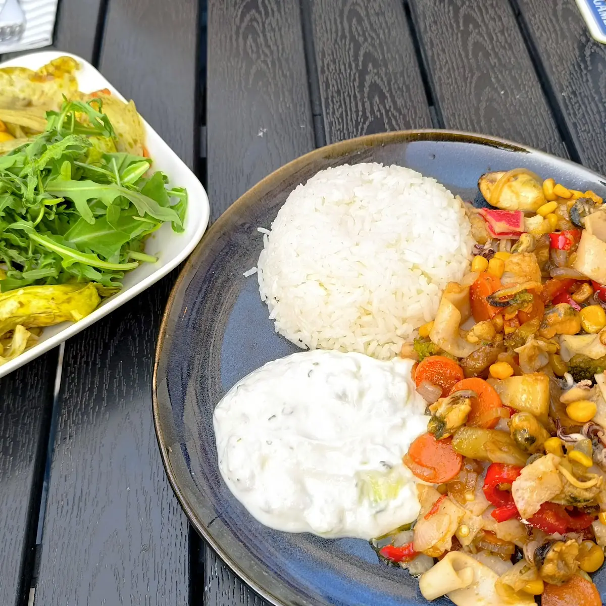 Gegrillte Meeresfrüchte Mit Gemüse