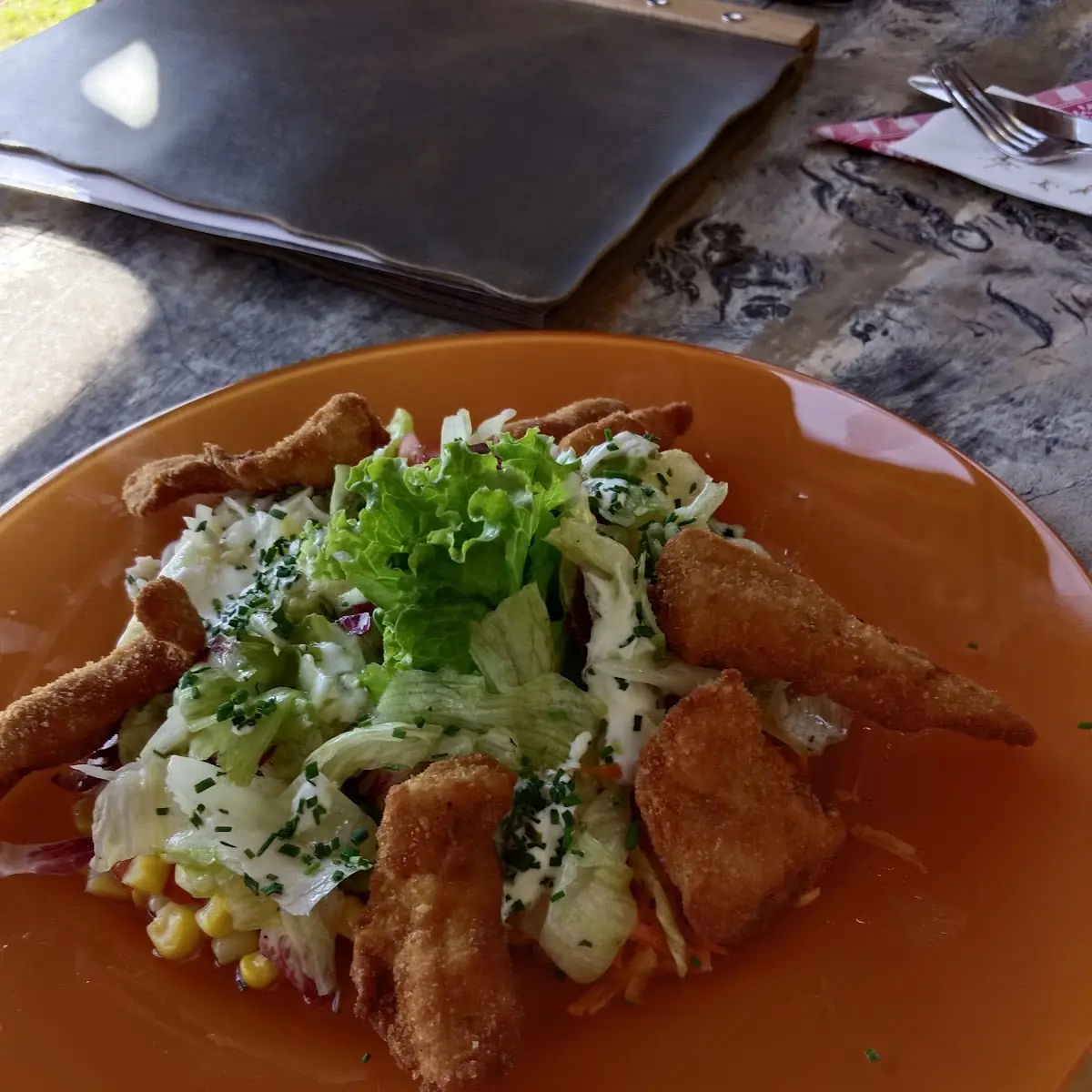Salat Mit Geb Putenstreifen