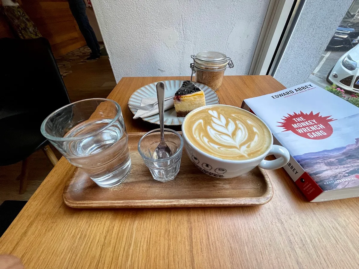 Latte and Blueberry Cheesecake Slice
