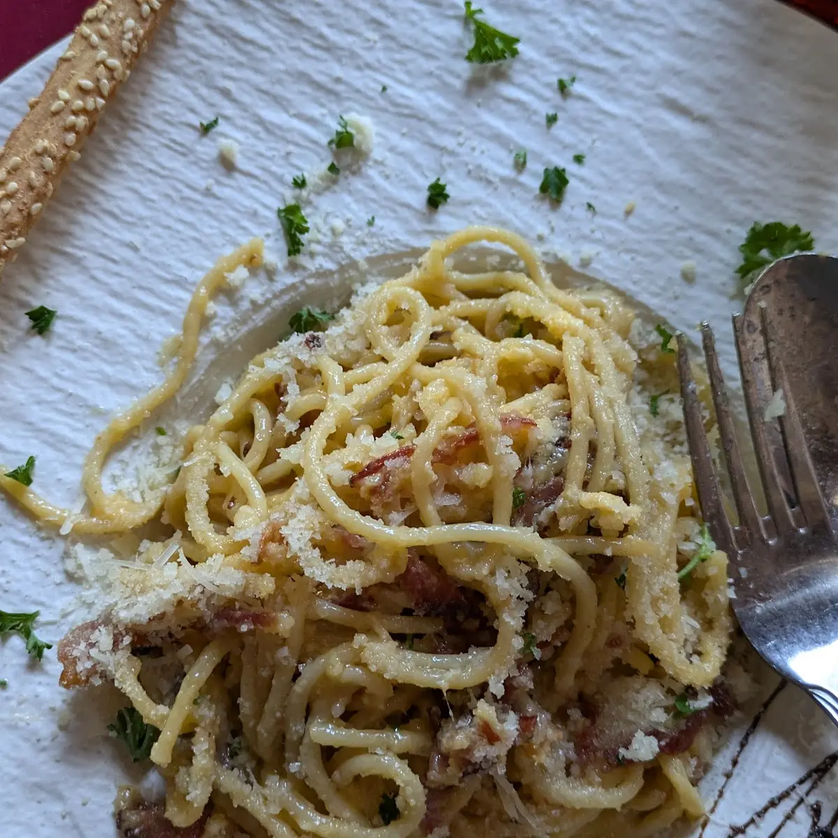 Spagetti Carbonara Und Parmesan