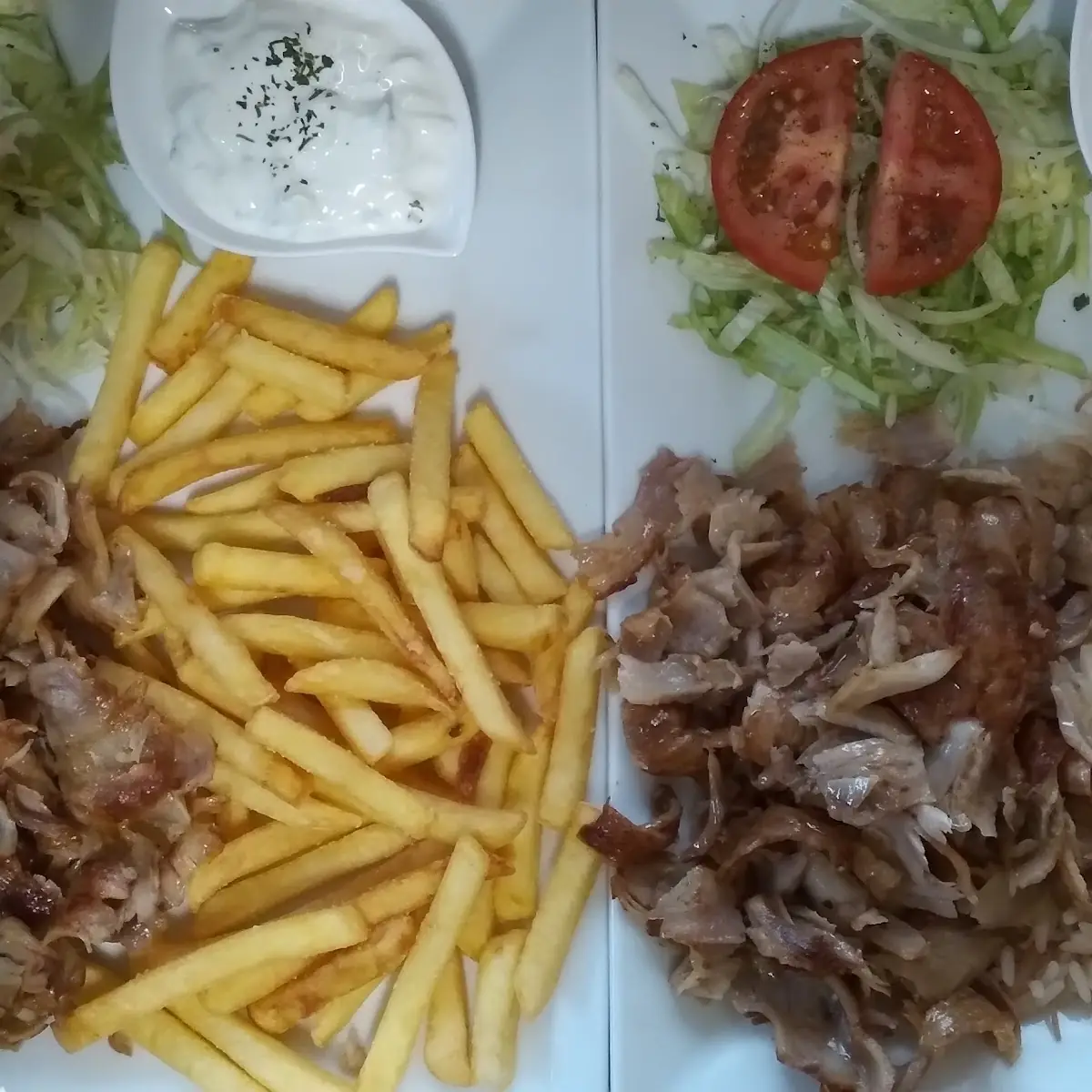 Kebap Teller Mit Reis Und Pomes
