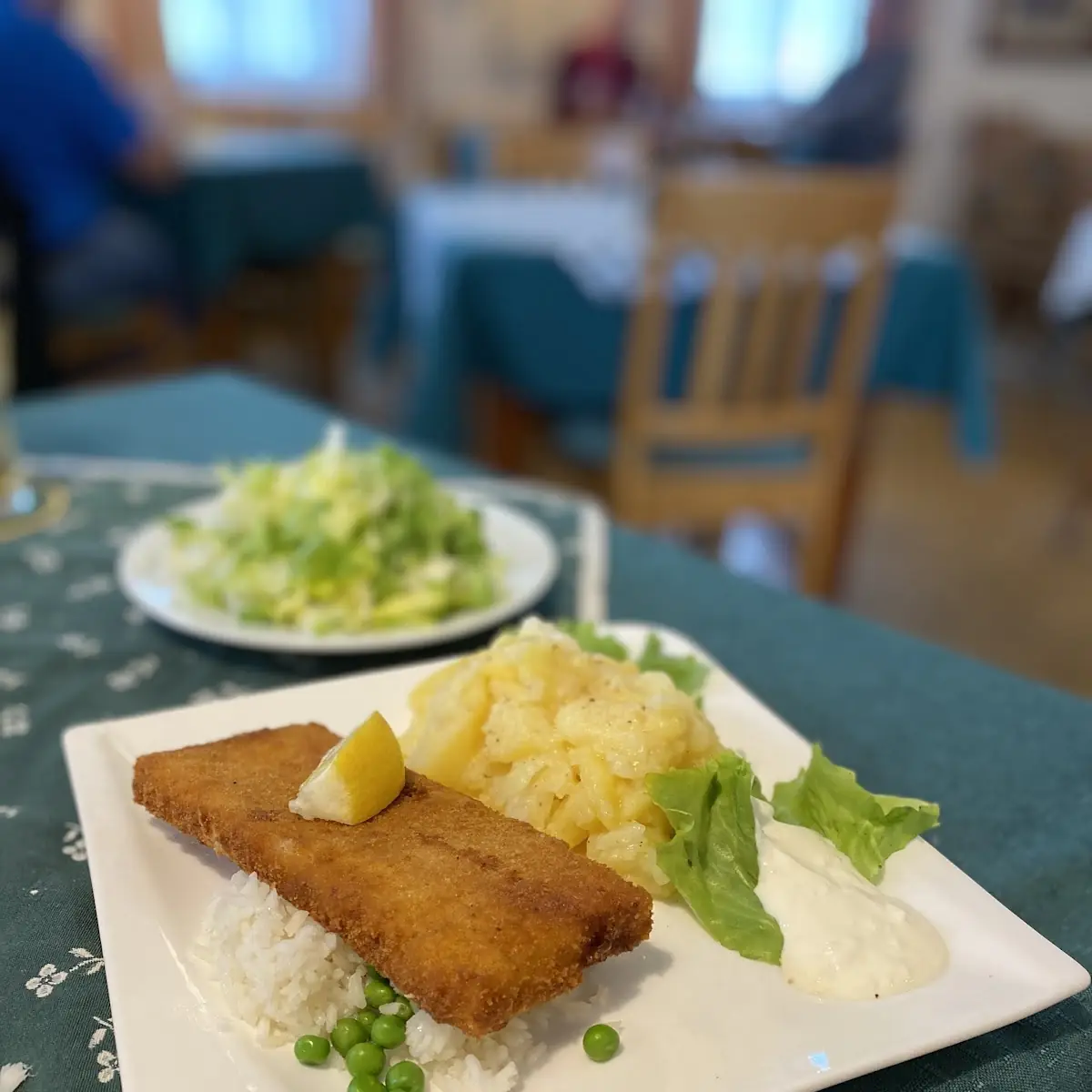 Dorsch Mit Reis Und Salat
