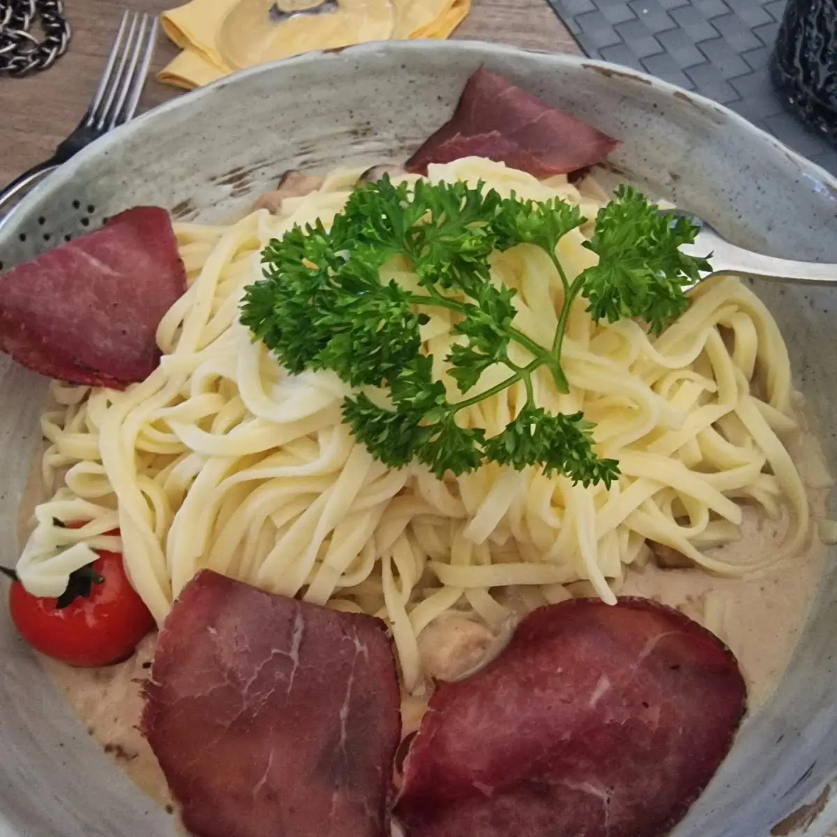 Steinpilzpasta Mit Rinderschinken