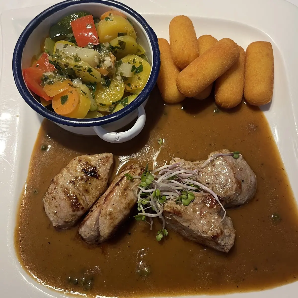 Schweinefilet Mit Kroketten