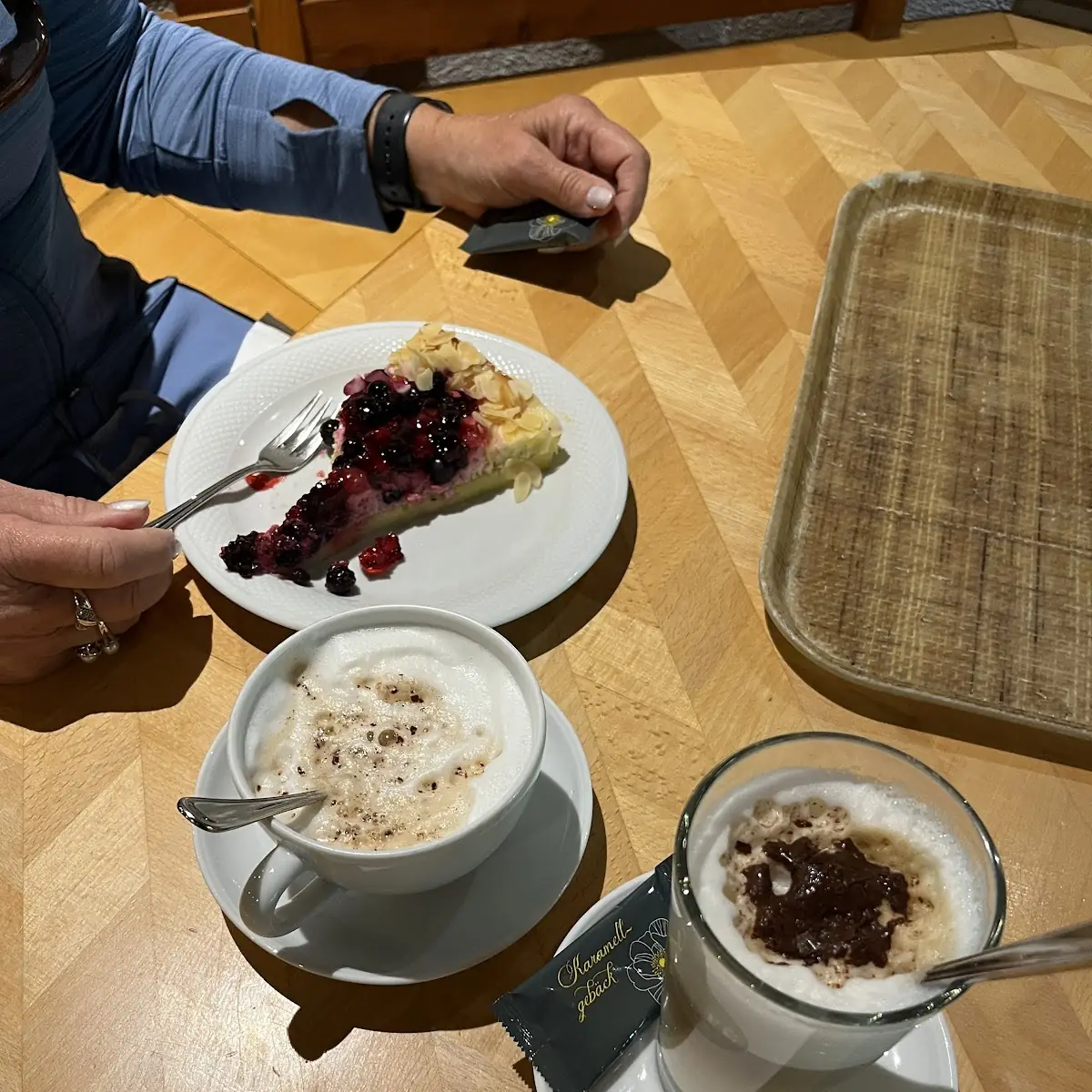 Berry Dessert with Latte and Cappuccino