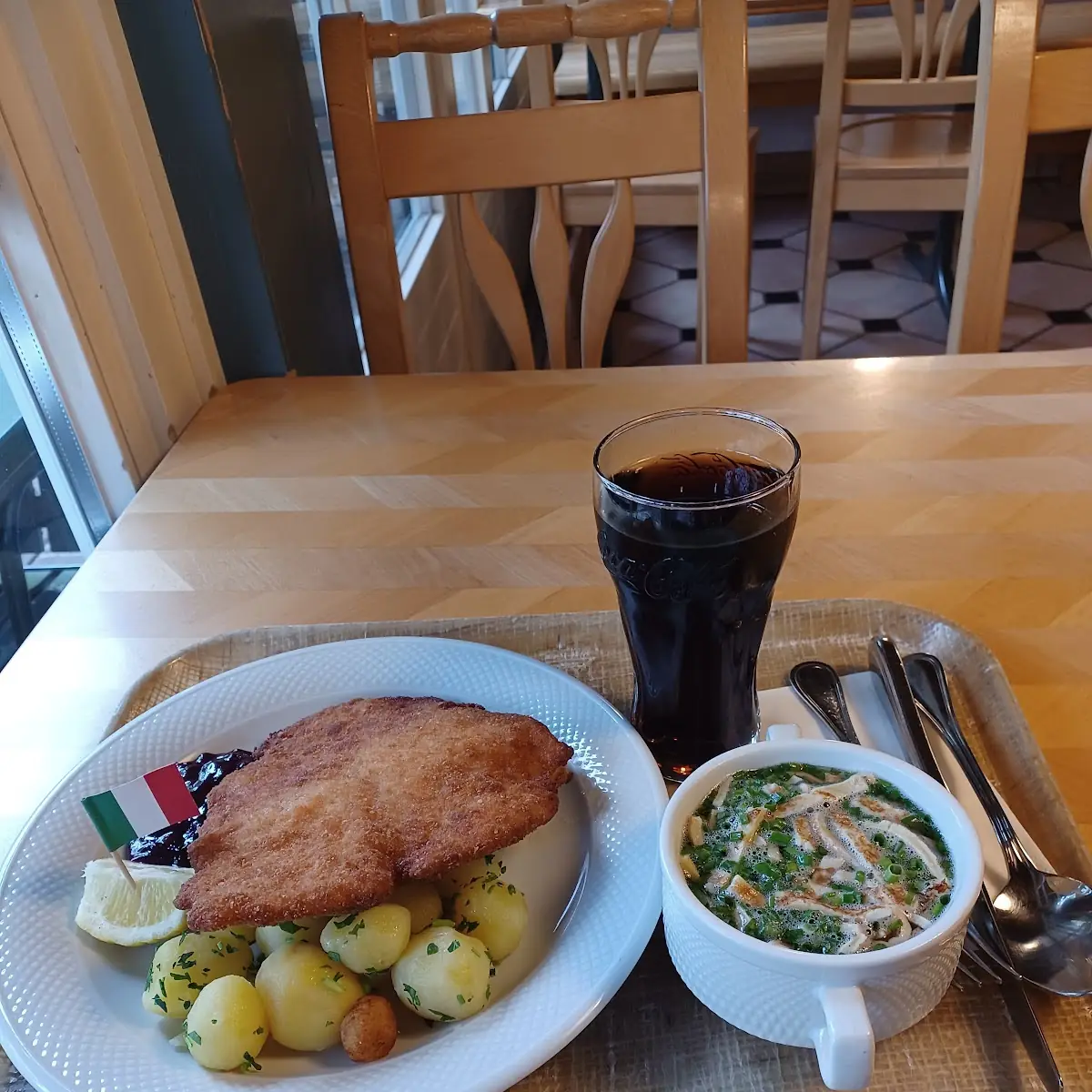 Schnitzel Potatoes Clen Soup