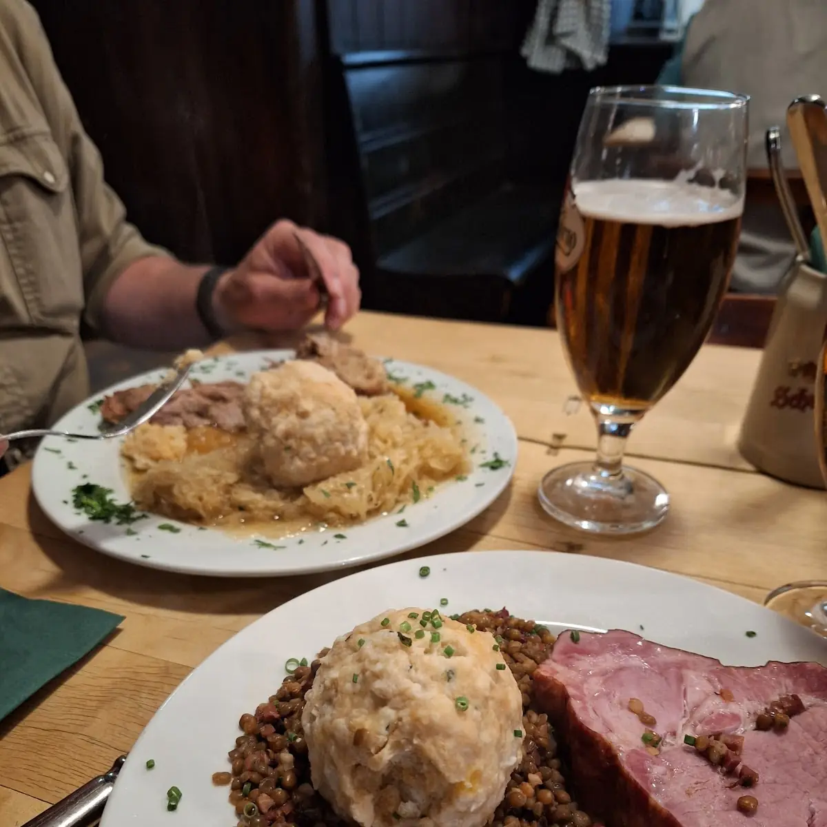 Traditional Lentils with Bacon Smoked Pork and Bread Dumpling