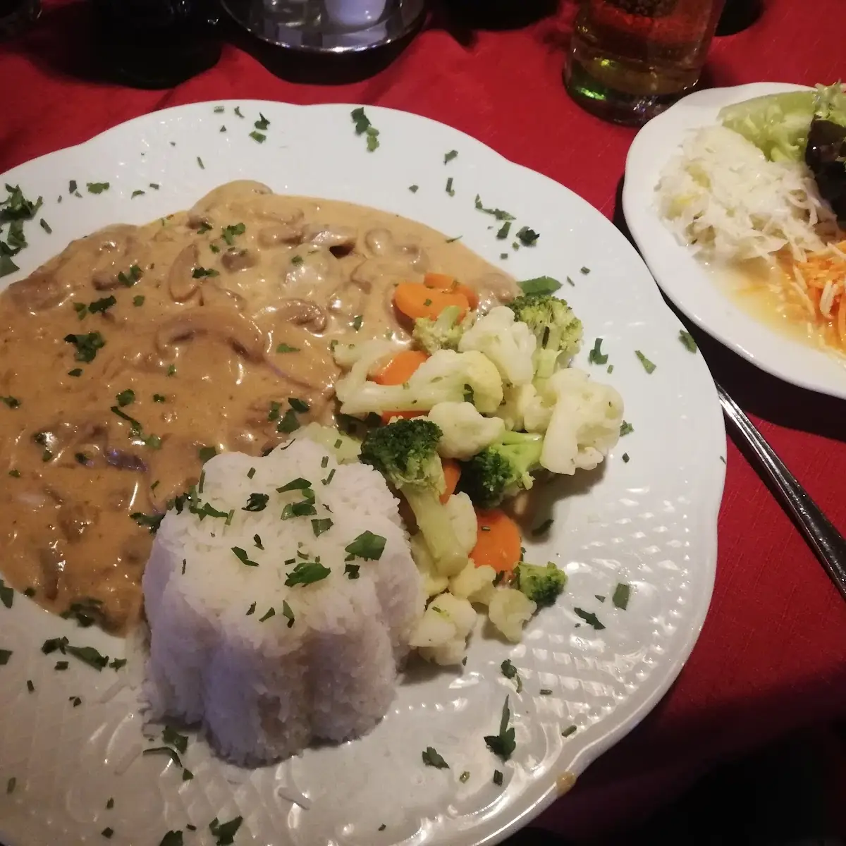 Championschnitzel Mit Gemüse Und Reis