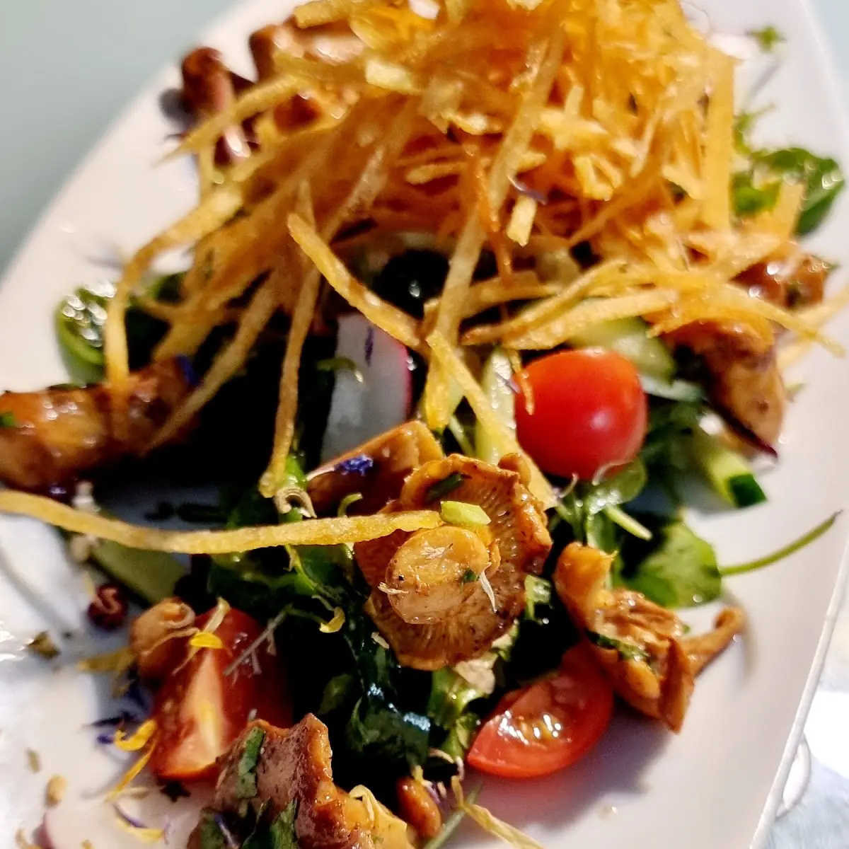 Lauwarme Eierschwammerl Auf Blattsalat