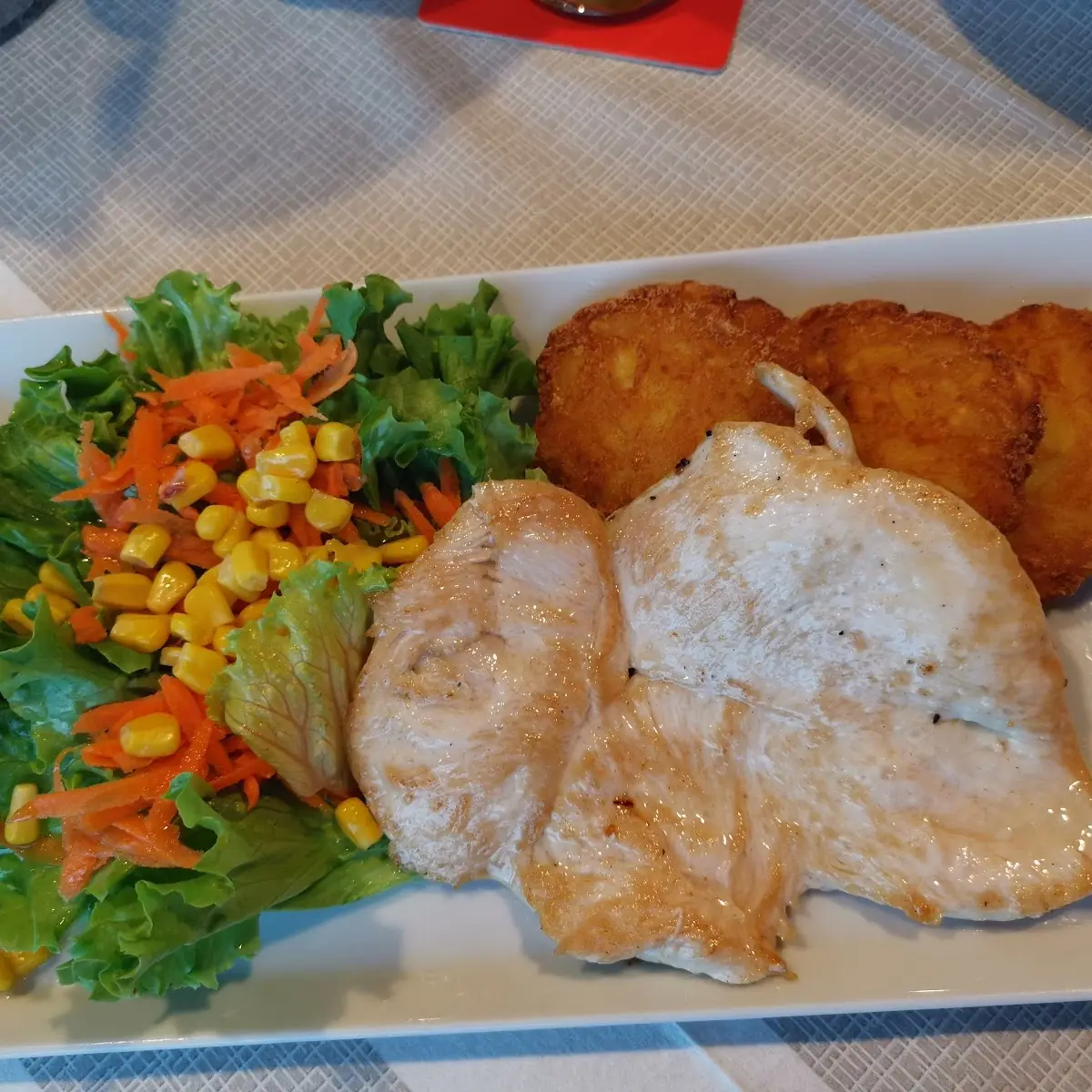 Hühnerbrust Kartoffelpuffer Und Salat