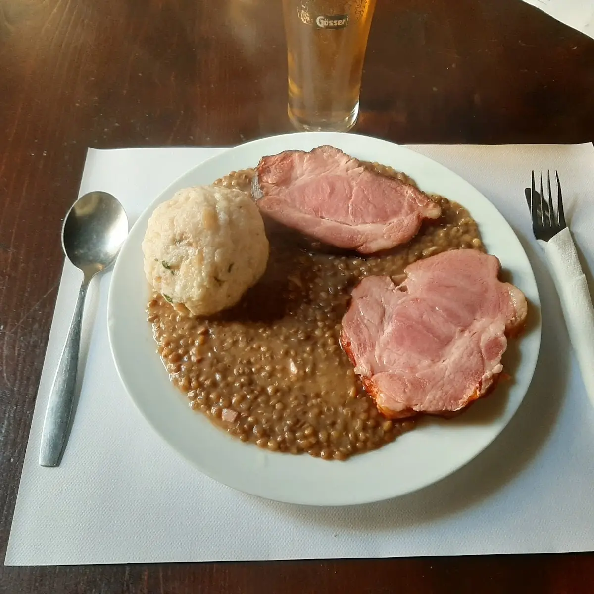 Linsen Mit Speck Geselchtem Und Semmelknödel