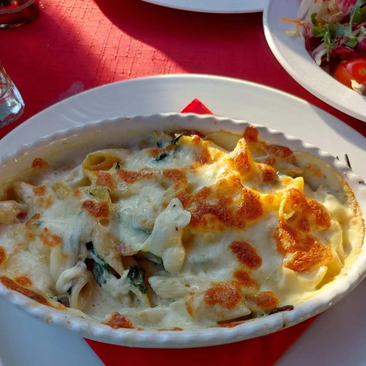 Penne Gorgonzola Mit Blatt Spinat