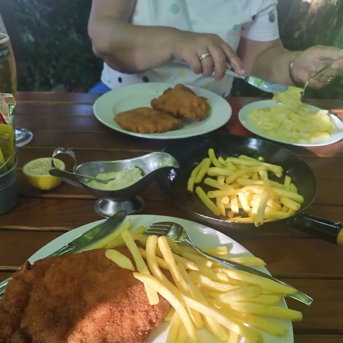 Backhendl Mit Pommes Und Wienerschnitzel Mit Pommes