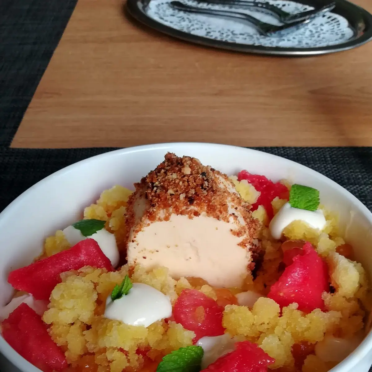 Honig Joghurt Parfait Müsli Wassermelone