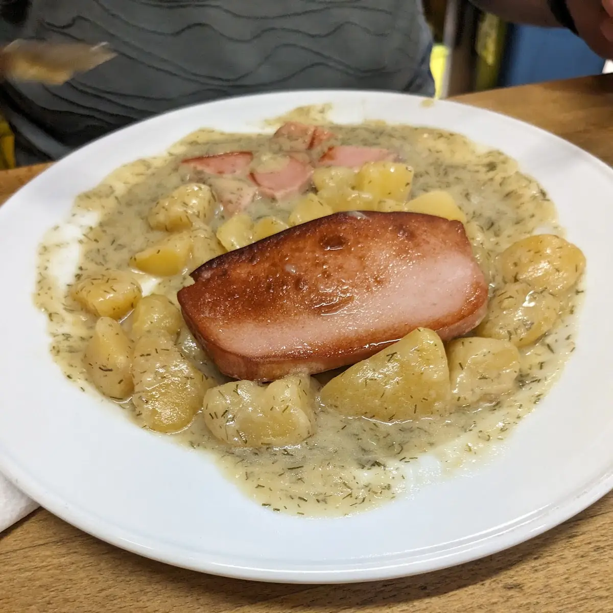 Dillkartoffel Mit Leberkäse