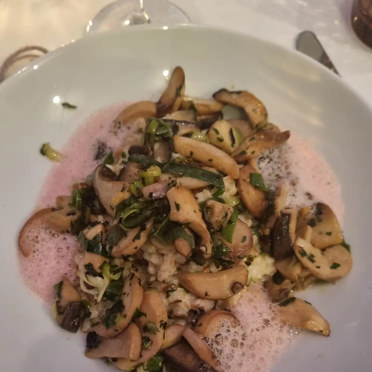 Three-Grain Risotto with Sautéed Mushrooms and Wild Herbs
