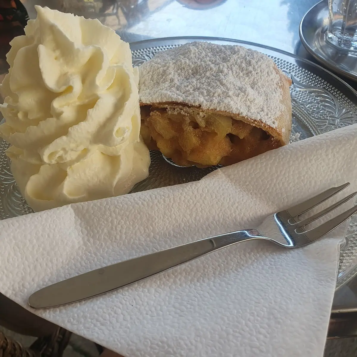 Apfelstrudel With Whipped Cream